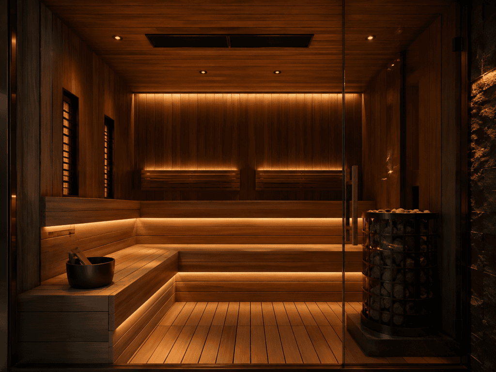Custom wooden interior by expert sauna company South Africa.