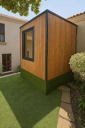 Compact outdoor backyard sauna installation Johannesburg.