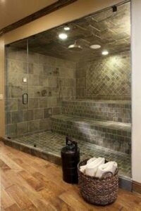 Premium tiled steam room, sauna installation Johannesburg.