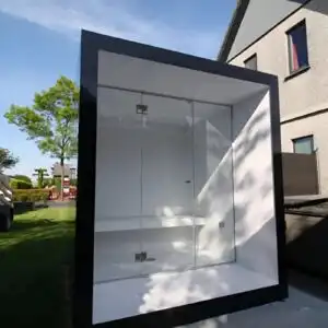 Modern illuminated outdoor sauna benches, Johannesburg