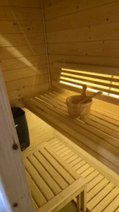 Clean parallel wooden benches, sauna installation Johannesburg.