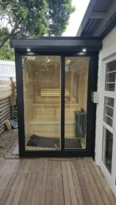 Compact vertical indoor cabin, sauna installation Johannesburg.
