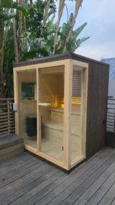 Luxury glass outdoor sauna cabin in Johannesburg