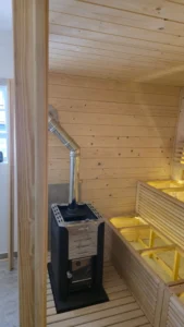 Electric stone heater unit, sauna installation Johannesburg.
