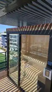 Glass door balcony entrance, sauna company South Africa.