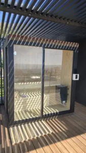 Sliding glass door design, sauna installation Johannesburg.