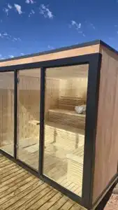 Outdoor modern cubic structure, sauna installation Johannesburg.