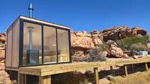 Outdoor house in crafted sauna steam
