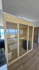 Ambient lit steam room dome, sauna installation
