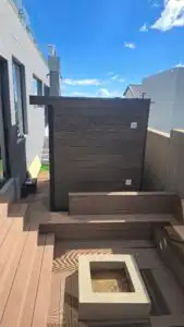 Outdoor deck wooden frame, sauna installation Johannesburg.