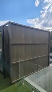 Exterior wood cladding view, sauna installation Johannesburg.
