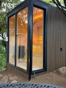 Premium vertical wood siding, sauna installation Johannesburg.