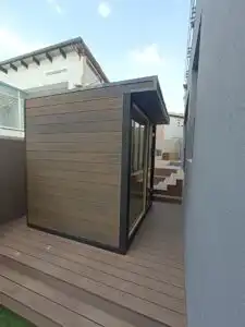 Elevated deck setup for sauna installation Johannesburg.