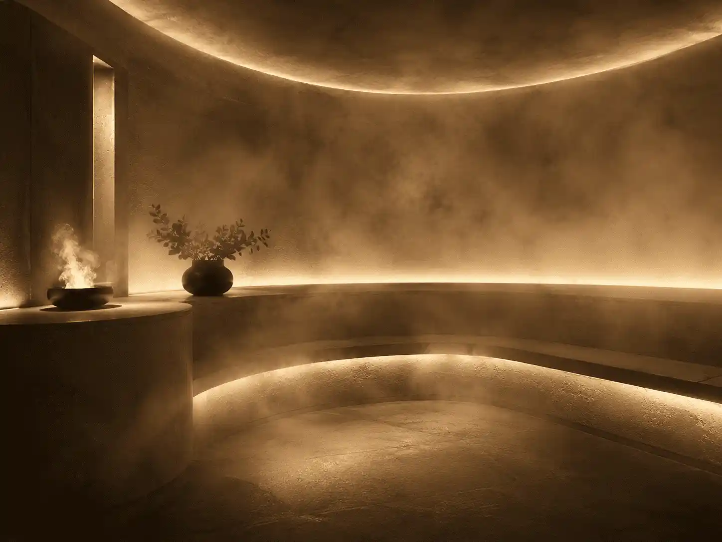 Rounded steam room walls, premier sauna company South Africa.