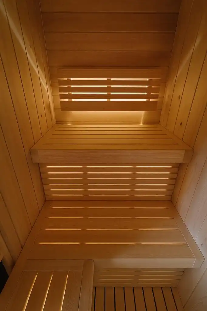 Custom multi-level wooden sauna built in Johannesburg.